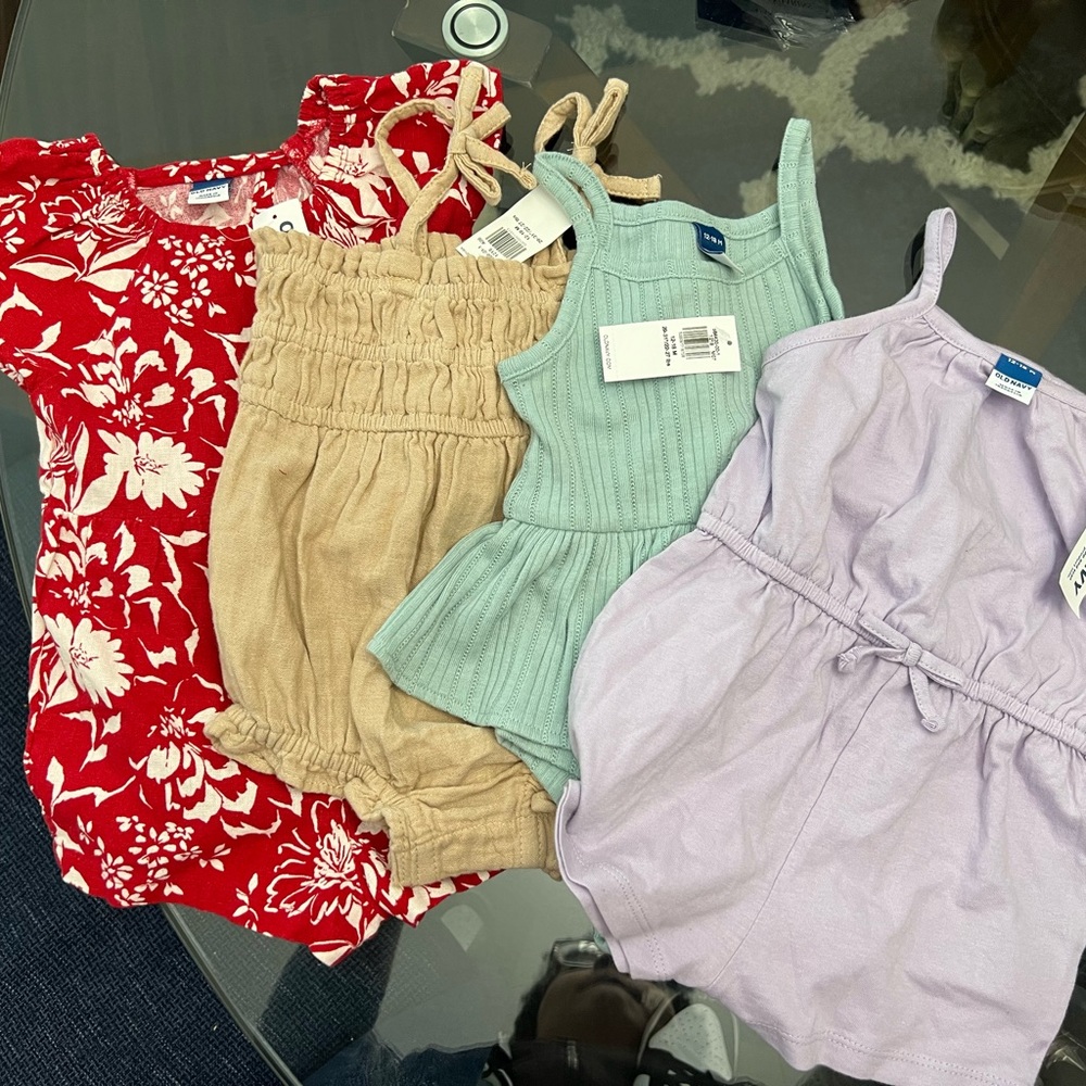 Old Navy 12-18 months baby girl rompers new with tags never worn!